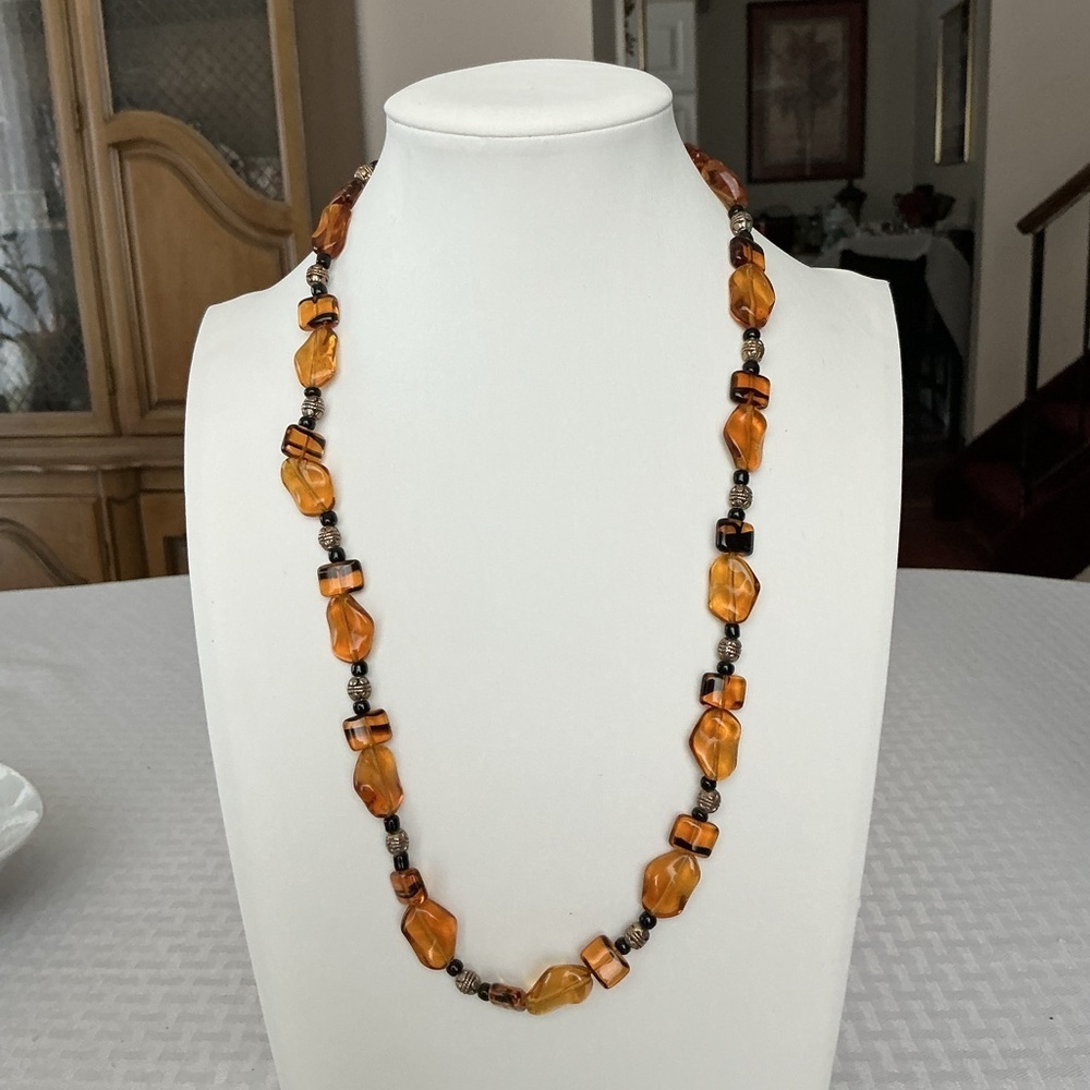 Baltic Amber Glass Beaded Necklace